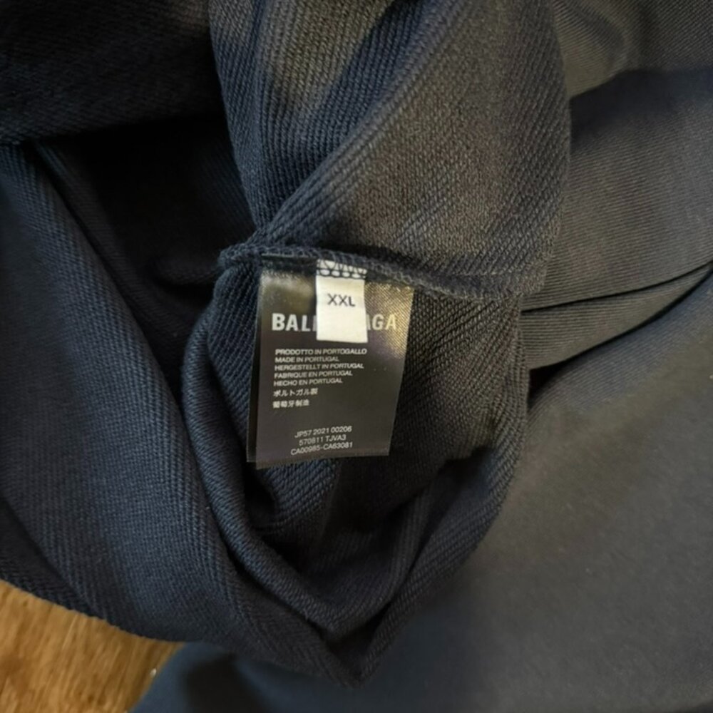 Balenciaga Trademark Logo Graphic Print Hoodie Navy Size EUR XXL - Picture 4 of 4